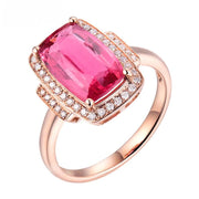 18K Rose Gold Pink Tourmaline Diamond Ring – Engagement, Wedding, Mother’s Gift
