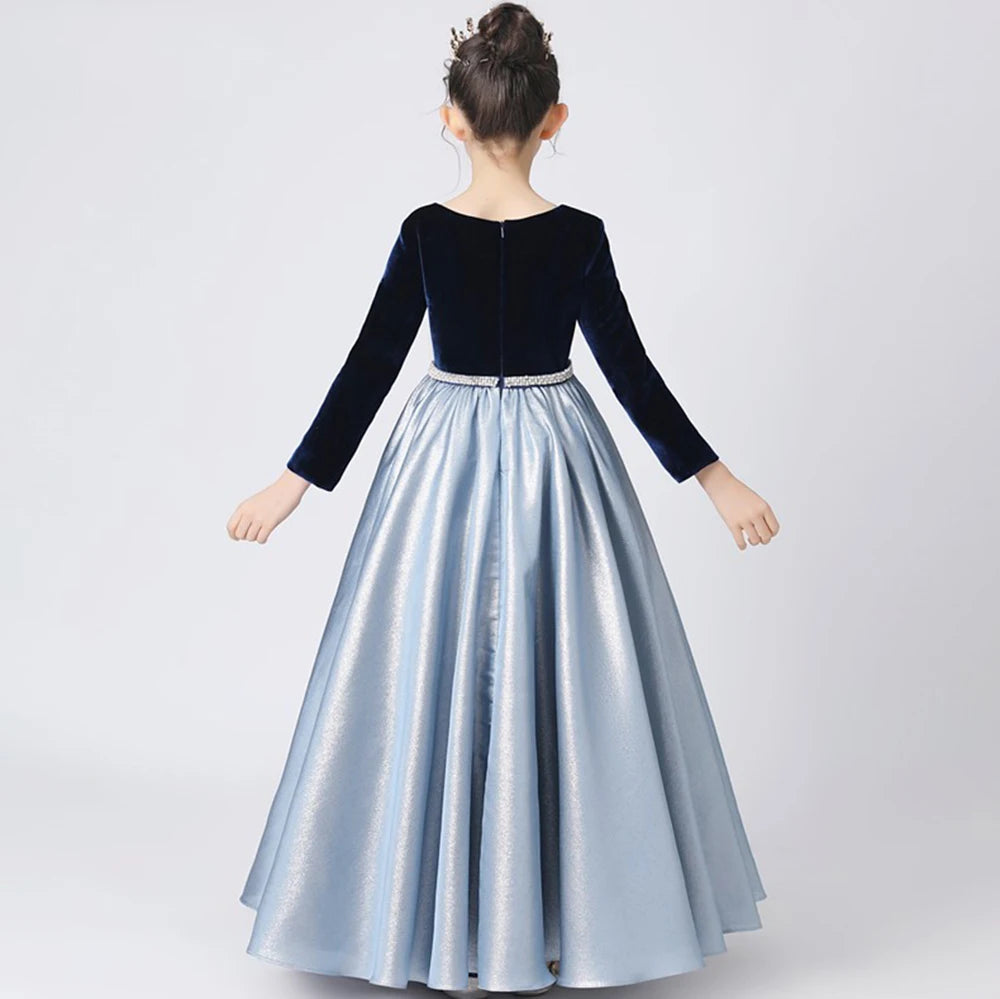 Princess Flower Girls Long Sleeve Dress Pageant Gown