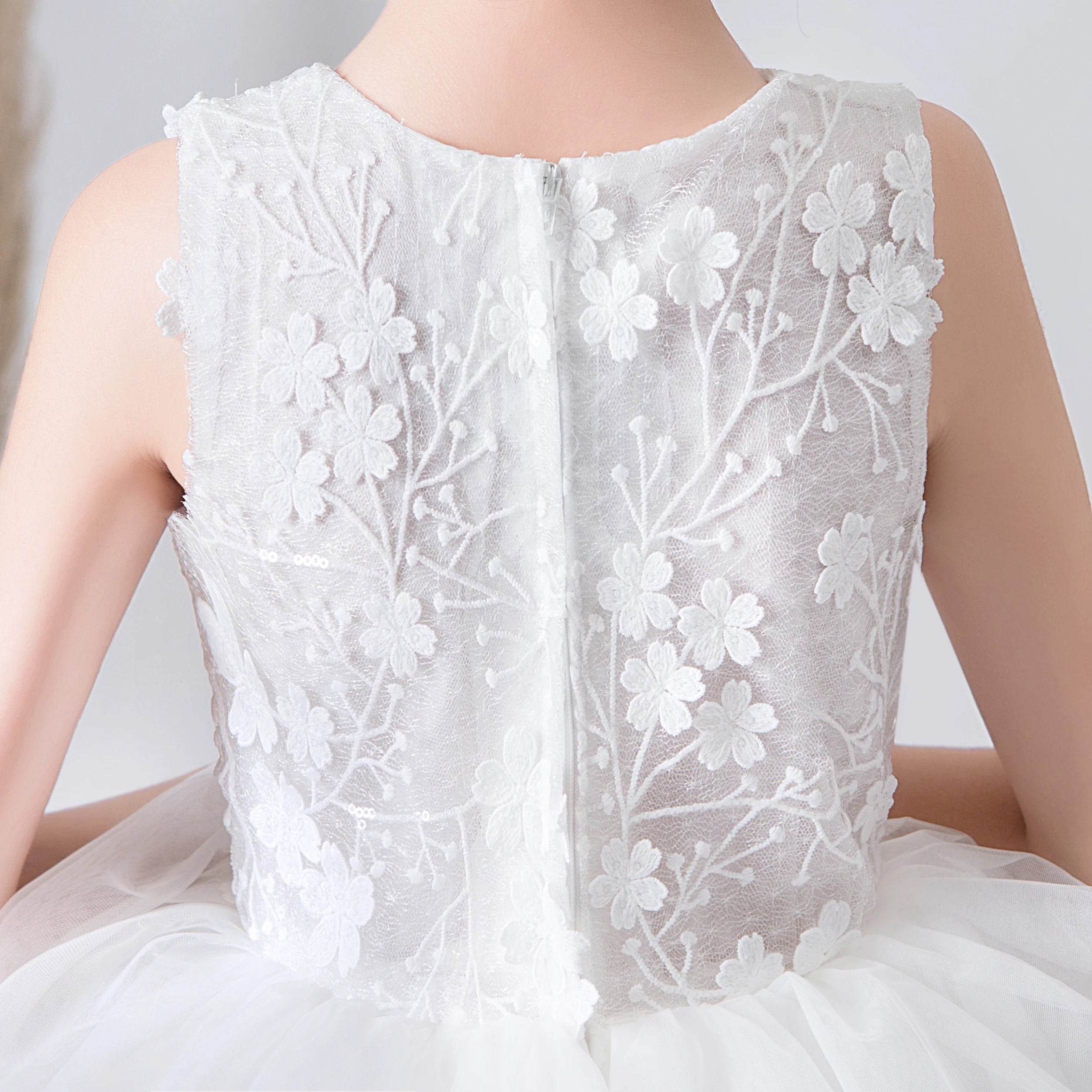 White Pleats Tulle Short Formal Tutu Princess Dress Pageant Gown