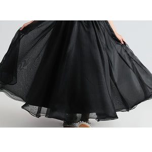 Black Puff Sleeves Girls Dress Corduroy Tulle Party Gown