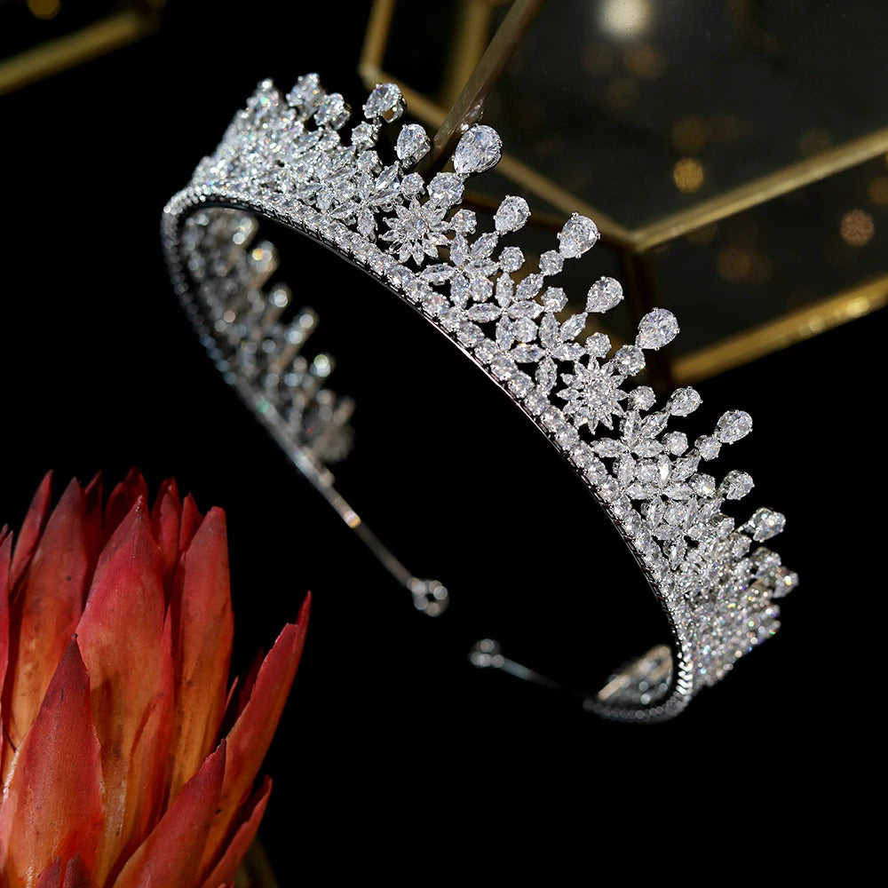 Cubic Zirconia Princess Crown – Crystal Bridal & Party Headpiece for Queens