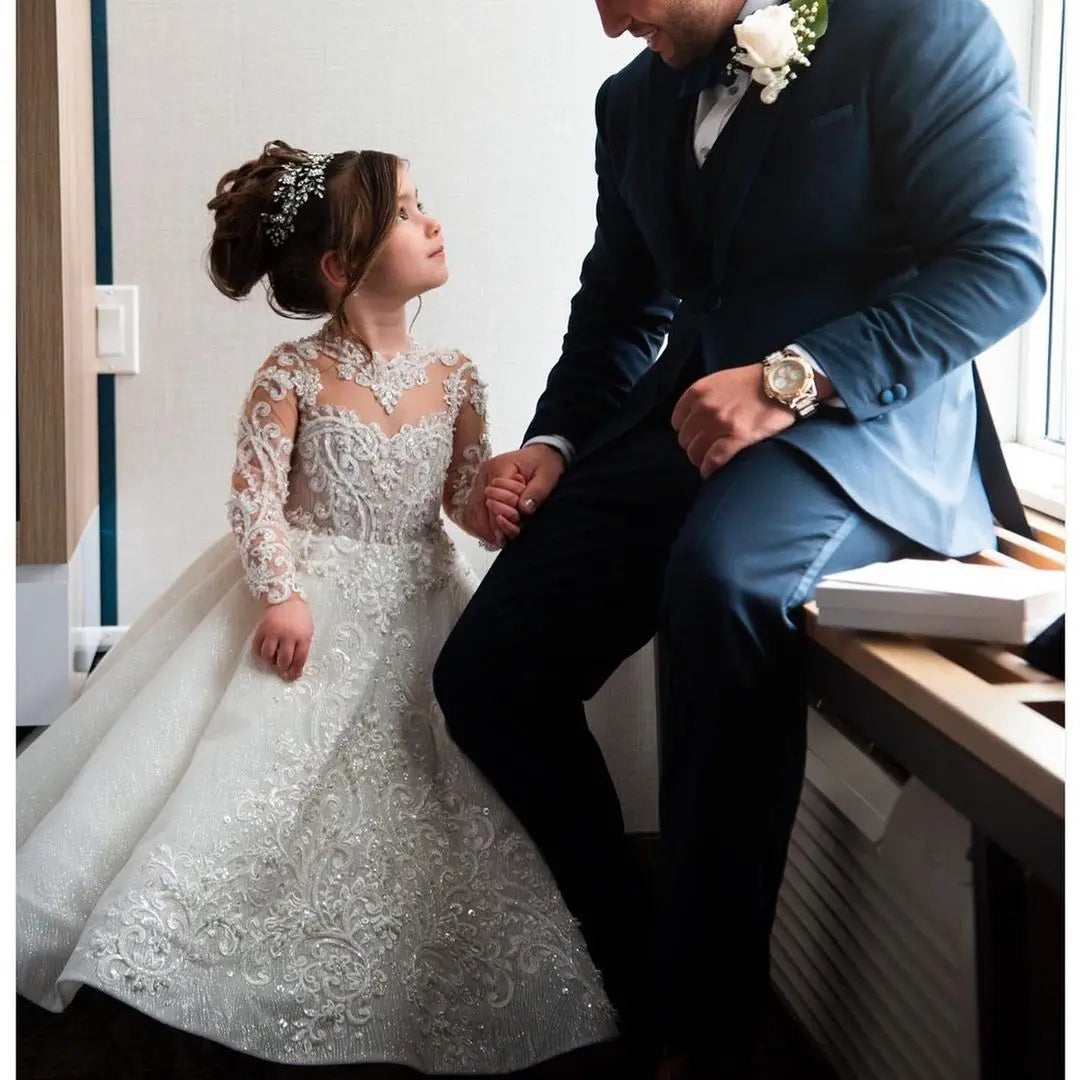 Vintage Gown with Bow Flower Girl Dress Ball Gown