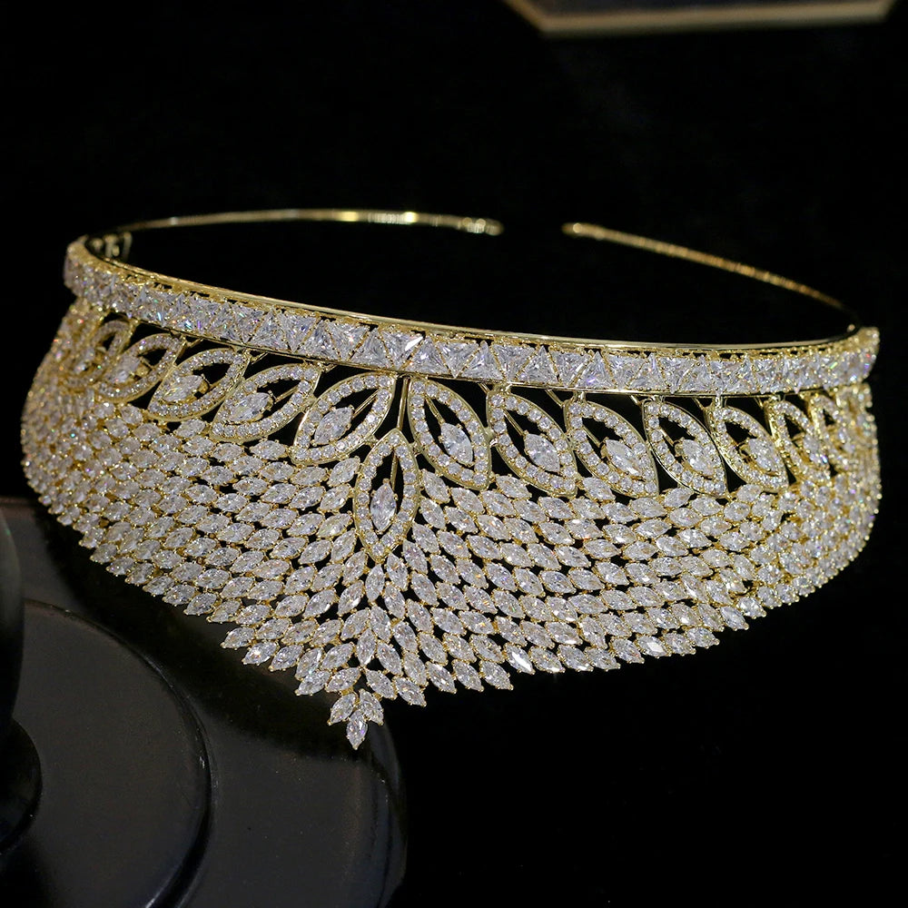 Luxury Gold Crystal Tiara – Bridal Crown & Wedding Headdress