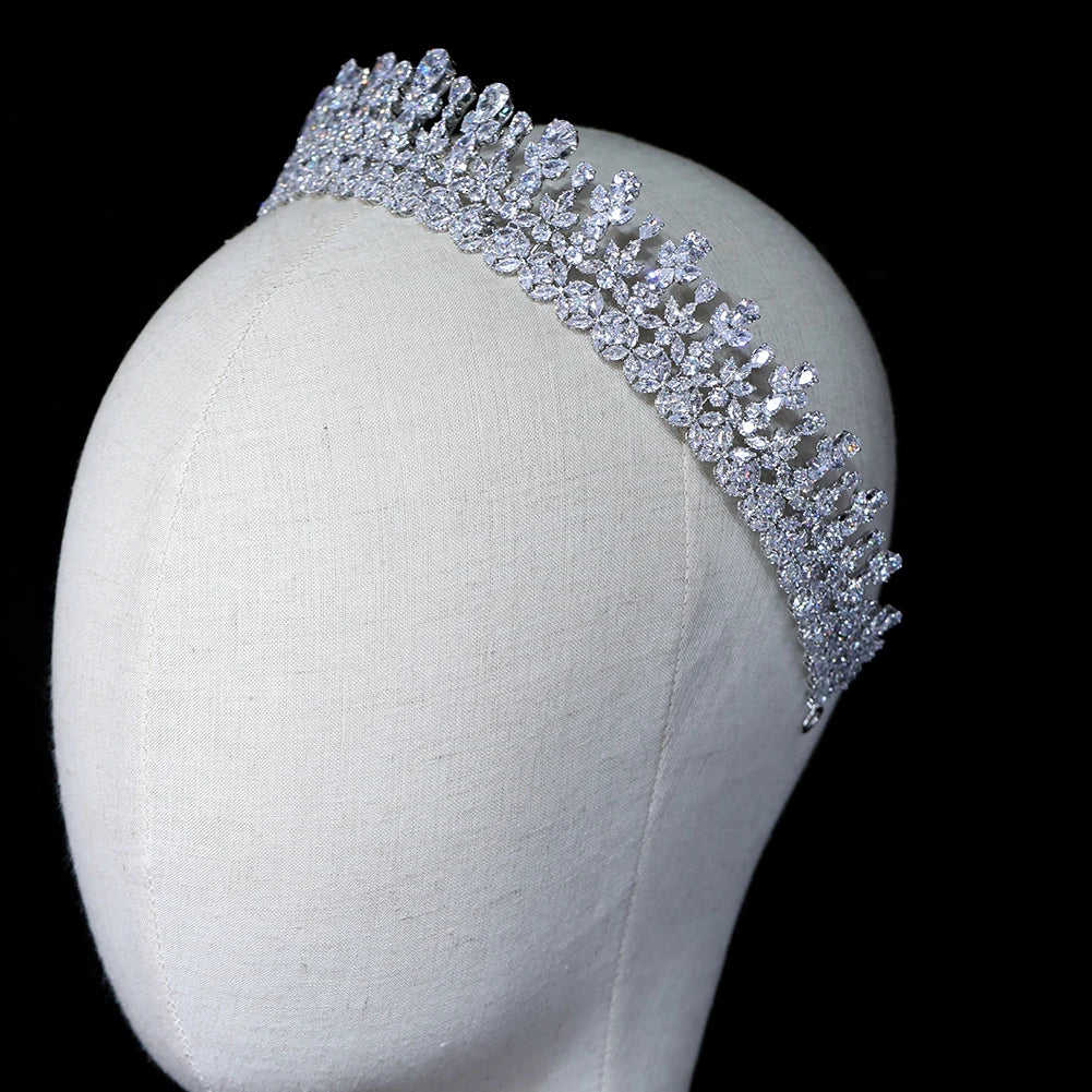 Silver Zirconia Crystal Tiara – Wedding Crown for Brides & Engagement