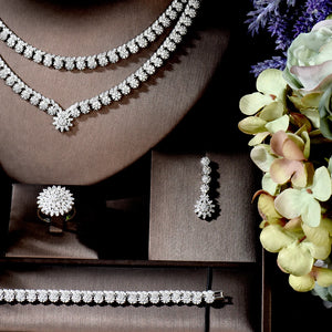 HIBRIDE Flower Zirconia Wedding Jewelry Set