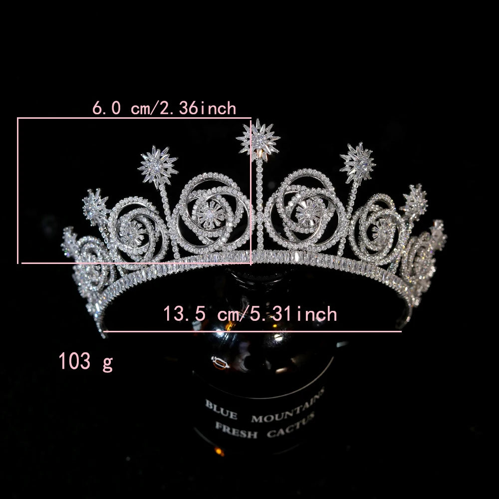 Luxury Women's Crystal Bridal Tiara - Flower Headdress with AAA Zirconia
