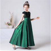 Sequin Girl Dresses Sashes Satin Formal Princess Gown Party Dress