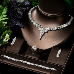 Leafy Elegance Cubic Zirconia Jewelry Set