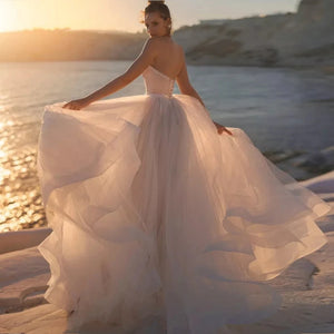 Off the Shoulder Beach Wedding Dress Elegant Boho Princess Bridal Dress