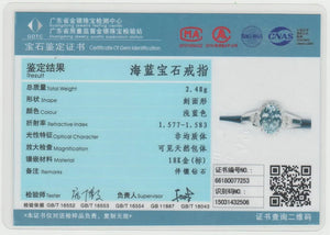 Blue 1.02ct Aquamarine 14k White Gold Diamond Ring
