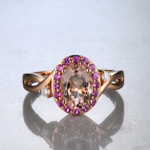 Oval Morganite & Diamond Rose Gold Ring