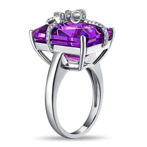 Classical Ring 15.56ct Amethyst 18kt Gold 0.30ct Natural Diamond Ring
