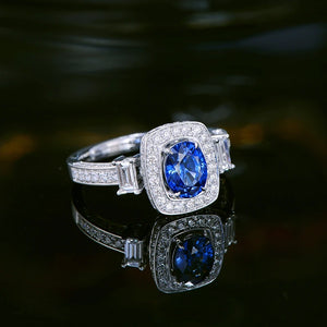 Sapphire & Diamond White Gold Ring - 1.15ct Blue, 0.88ct G SI
