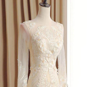 Gorgeous Long Sleeve Mermaid Wedding Dresses Vintage Bridal Gown