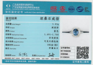 Natural  Blue 0.55ct Sapphire Diamond 14k White Gold  Ring
