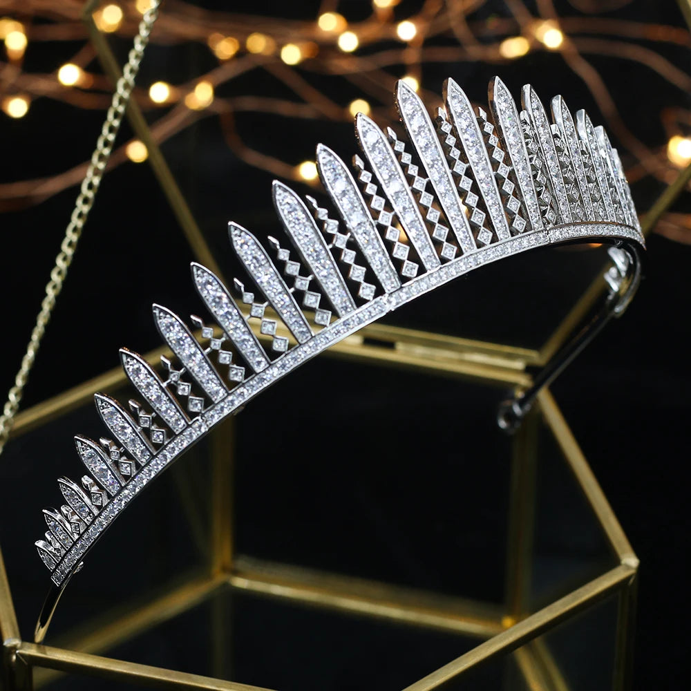 Elegant European Zircon Wedding Tiara – Royal Crown Hair Jewelry for Brides