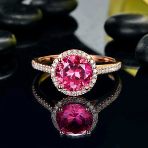 Pink 2.31ct Topaz and 0.24ct Natural Diamond 14kt Rose Gold Ring