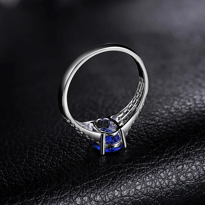 Natural Tanzanite Ring 14Kt White Gold with Diamonds for Women