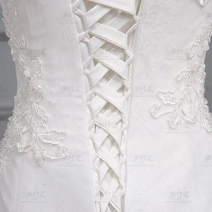 Beading Pearls Crystal Appliques Flowers Mermaid Wedding Dress Bridal Gown