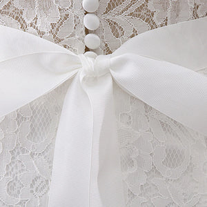 White Lace Mermaid Wedding Dress  Elegant Crystal Waist Bridal Dress
