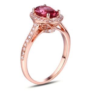 Pink 1.26ct Tourmaline Natural Diamond 14k Rose Gold Ring