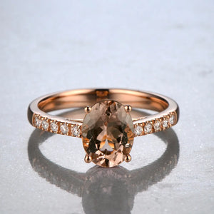 Natural 1.79ct  Morganite 0.17ct Diamonds 18k Rose Gold Ring