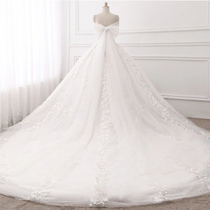 Custom-made Lace Princess Ball Gown Wedding Dress with Beading and Sequins