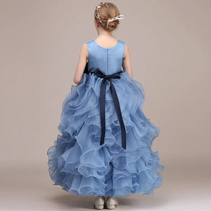 Blue Luxury Formal Birthday Party Organza Princess Gown