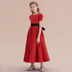 Vintage Red Long Formal Party Girls Gown Party Dress