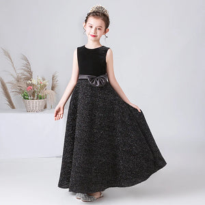 Black Girls Formal Dress Long Velvet Bling Skirt Princess Gown