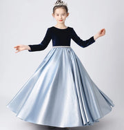 Princess Flower Girls Long Sleeve Dress Pageant Gown