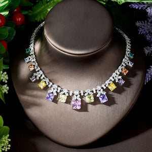 Elegant Multi Color Stone Bridal Necklace