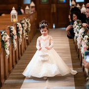 Vintage Gown with Bow Flower Girl Dress Ball Gown