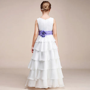 White Chiffon Flower Girl Dress Birthday Party Dress