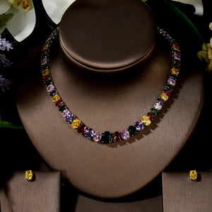 Elegant Multicolor Crystal Bridal Party Necklace