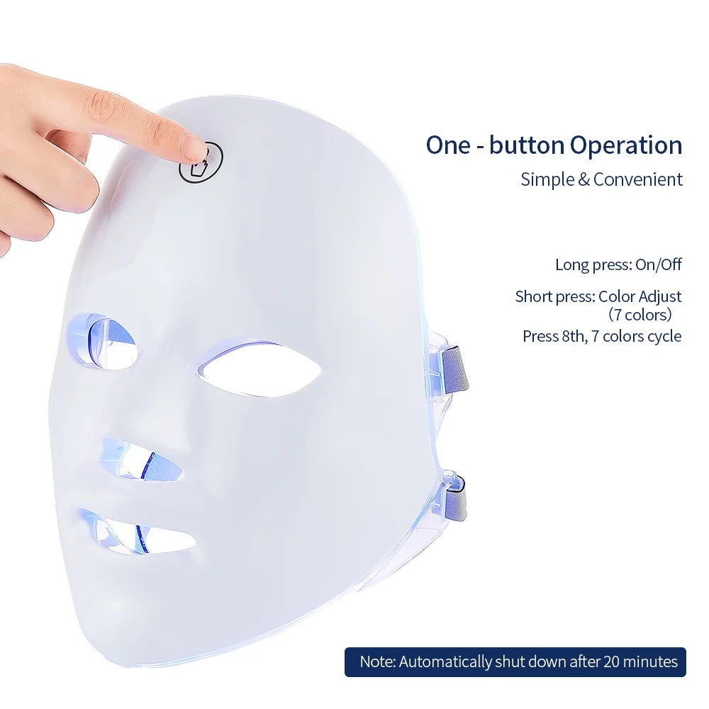 LED Face and Neck Skin Care Beauty Mask with Photon Therapy