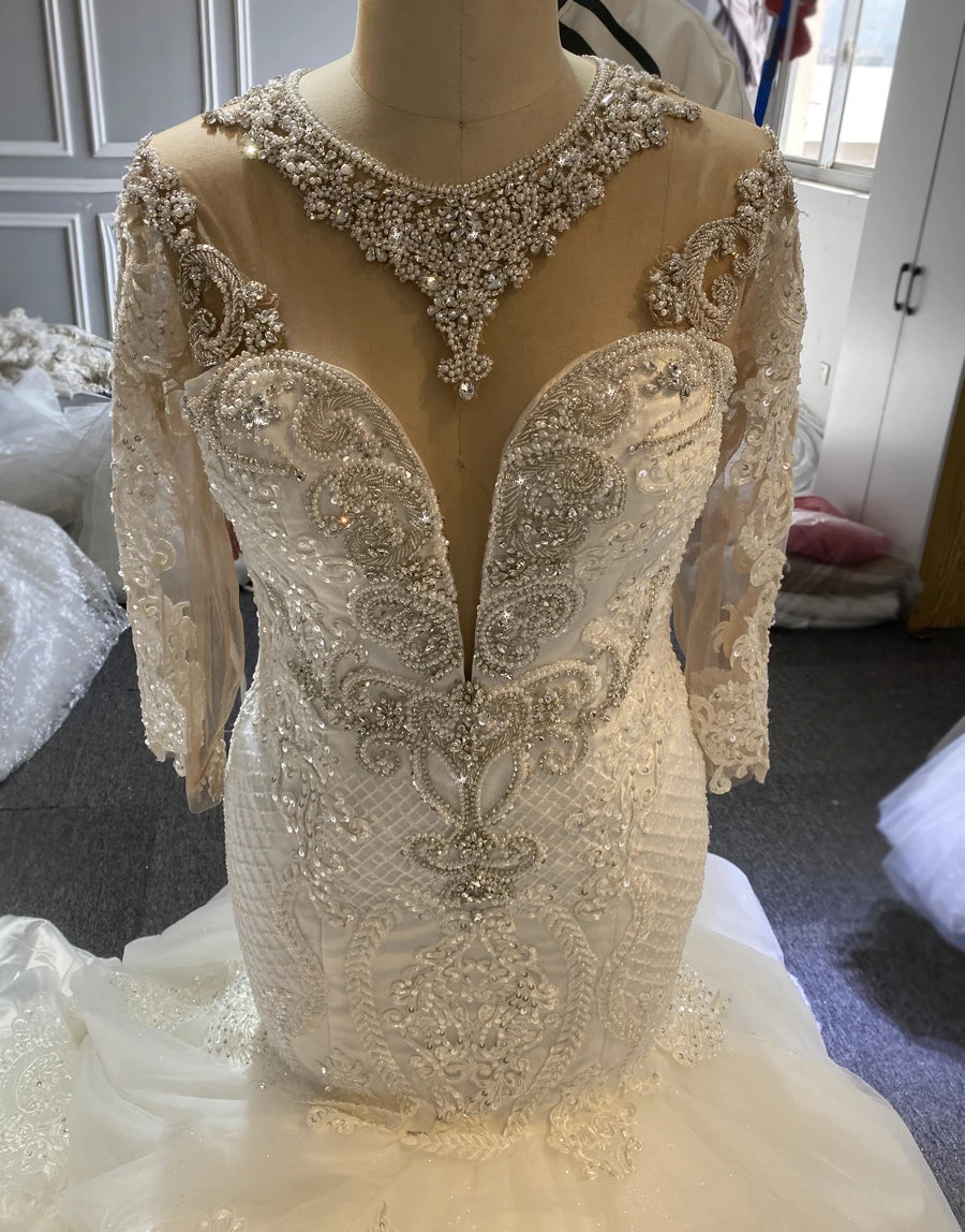 Luxury Africa Bridal Long Sleeve Ruffle 2-in-1 Mermaid Wedding Dress – Elsi John