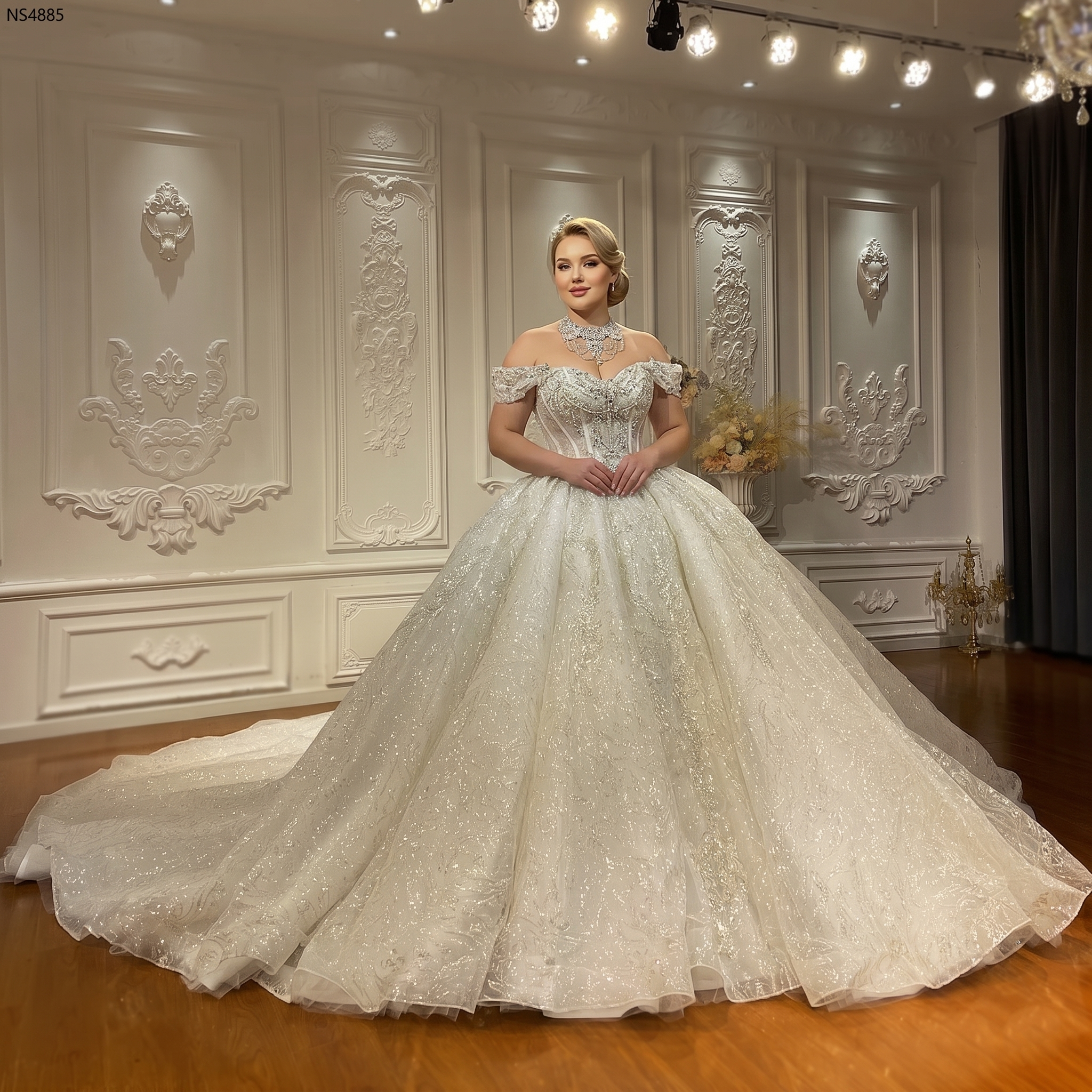 Luxury Beaded Mermaid Wedding Gown – Strapless with Detachable Straps – Elsi John