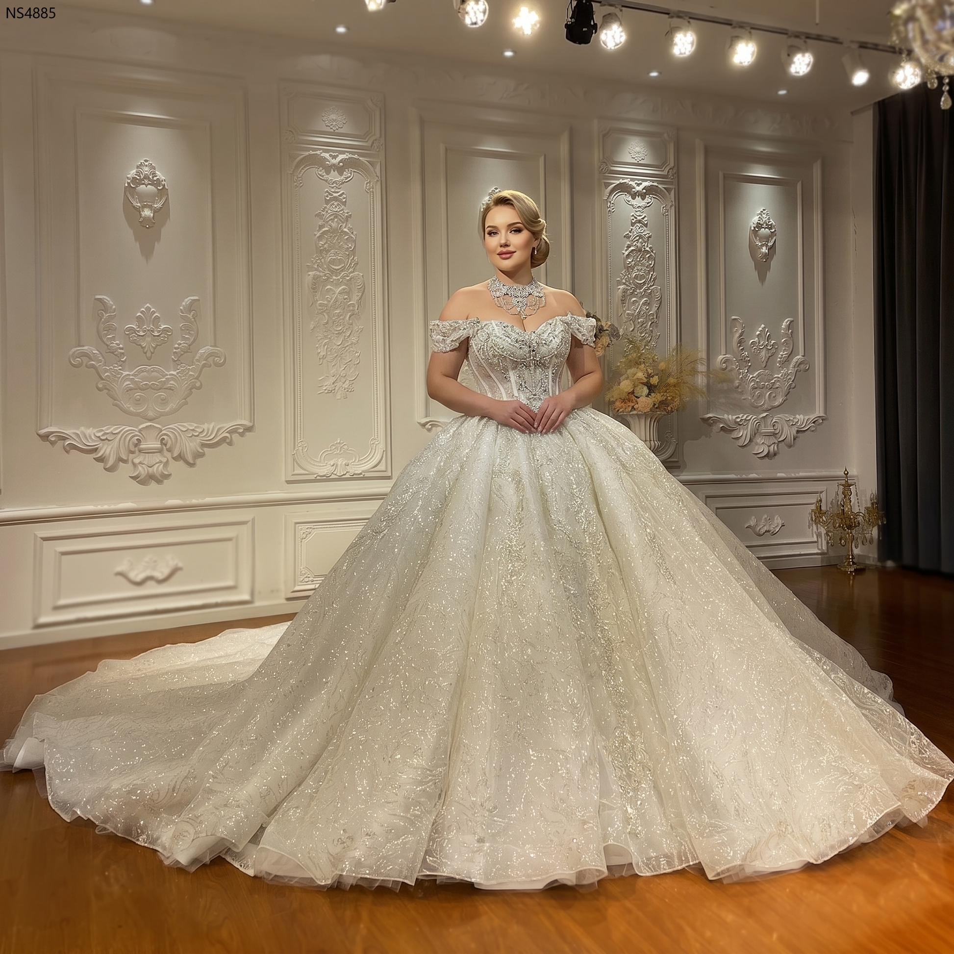 Luxury Beaded Mermaid Wedding Gown  Strapless with Detachable Straps, Ivory / 2-custom size