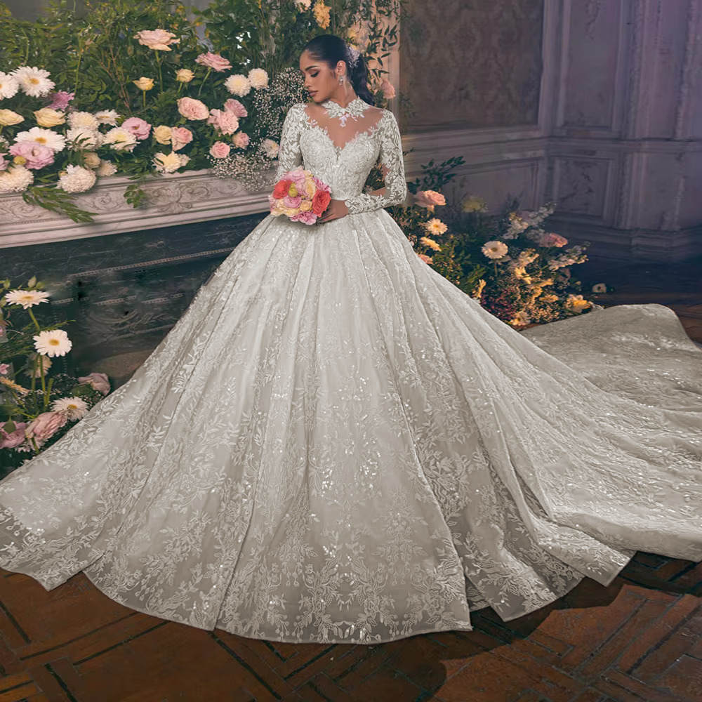 Standard numbered fabric color swatch catalog presenting custom tulle, satin, and lace material options for custom-tailored wedding gowns.