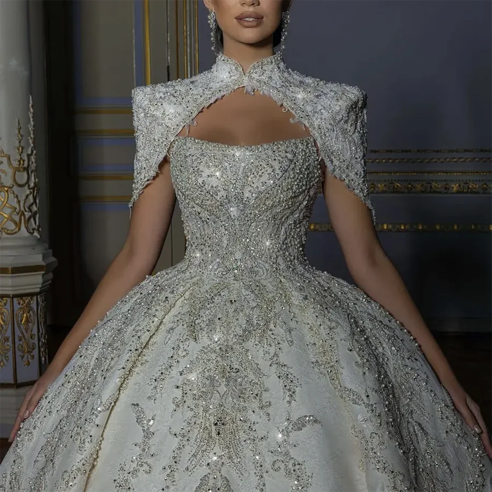 Luxury Princess Crystal Sequin Ball Gown Wedding Dress 2024 Backless C – Elsi John