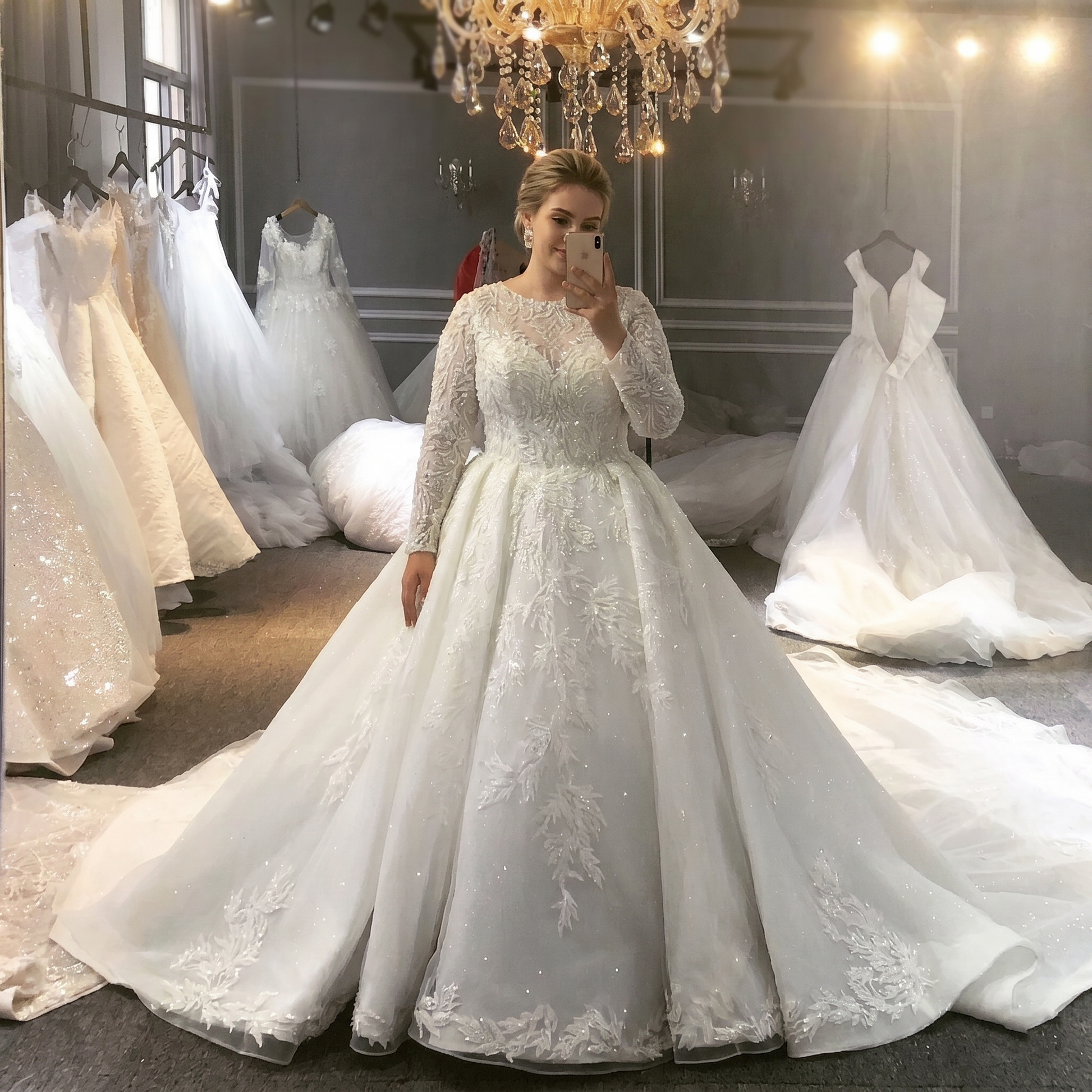 Luxury White Muslim Bridal Wedding Dress with Elegant Modest Design – Elsi  John