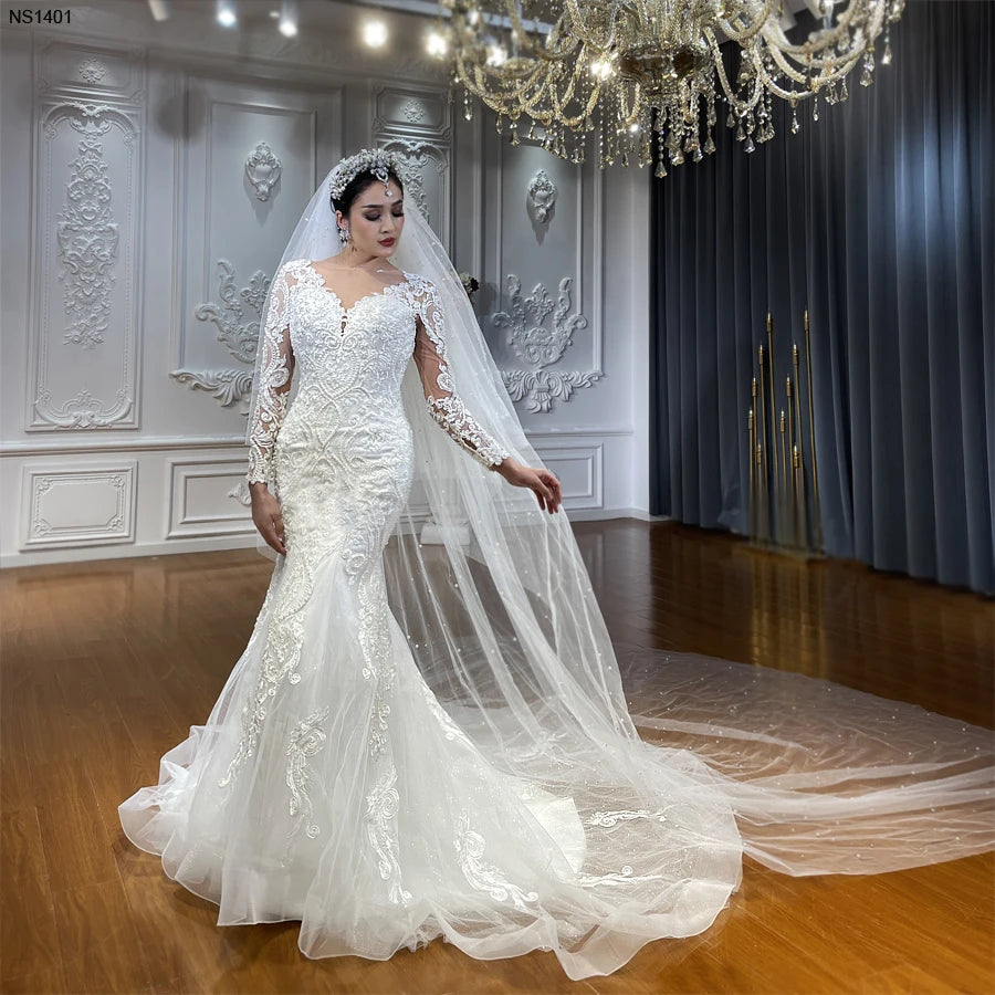 New Off-White Mermaid Bridal Dress Luxury Ball Gown for Weddings