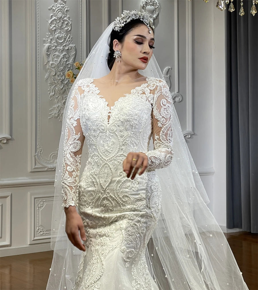 New Off-White Mermaid Bridal Dress Luxury Ball Gown for Weddings