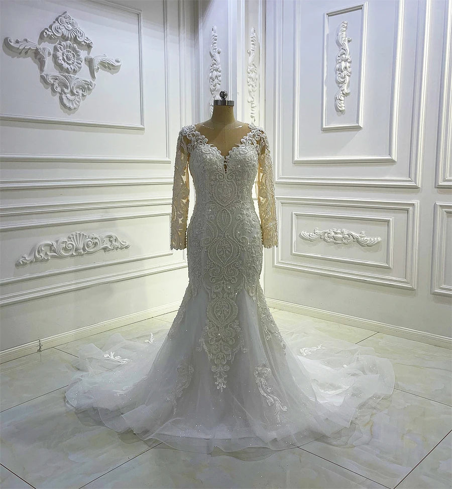 New Off-White Mermaid Bridal Dress Luxury Ball Gown for Weddings