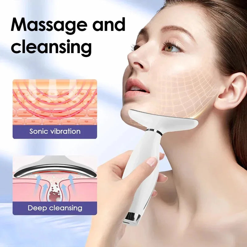 Portable 7 Color LED Face and Neck Massager for Skin Tightening and Lifting