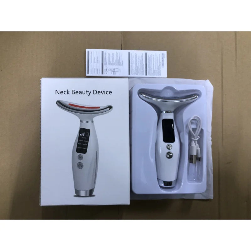 Portable 7 Color LED Face and Neck Massager for Skin Tightening and Lifting