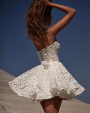 Qanz Beach 3D Floral Strapless A-Line Wedding Dress with Lace-Up Back – Elsi John