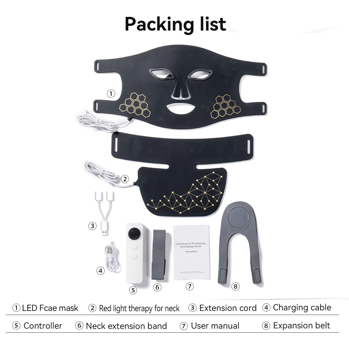 Rechargeable Red Light Therapy LED Face & Neck Mask