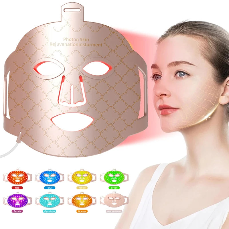 Red LED Near Infrared 850nm Light Therapy Silicone Facial Mask for Skin Care